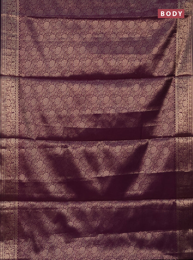 Semi soft silk saree deep purple with allover zari woven brocade weaves -Without blouse