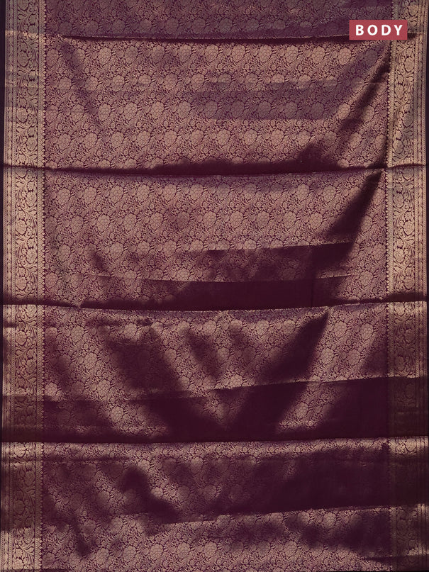 Semi soft silk saree deep purple with allover zari woven brocade weaves -Without blouse