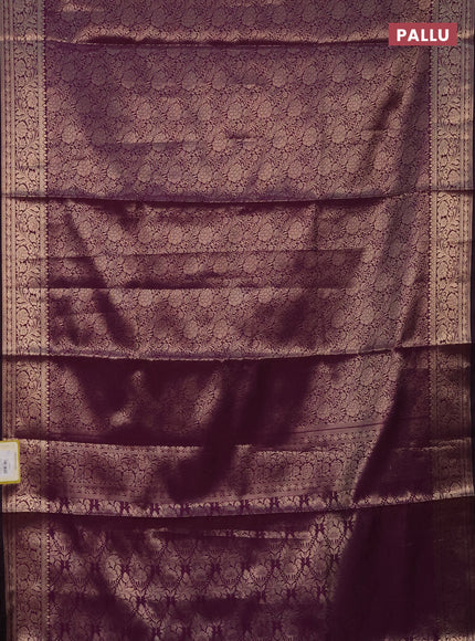 Semi soft silk saree deep purple with allover zari woven brocade weaves -Without blouse