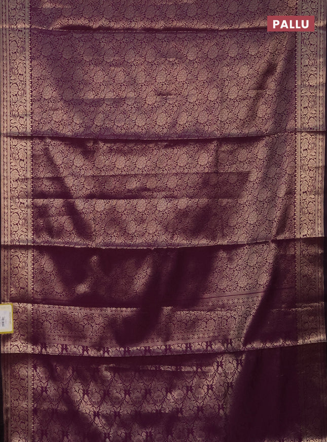 Semi soft silk saree deep purple with allover zari woven brocade weaves -Without blouse