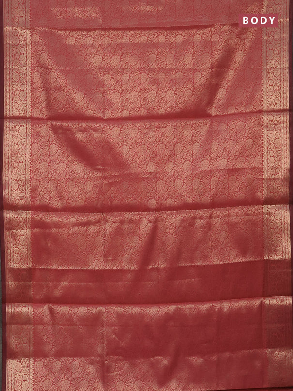 Semi soft silk saree peach pink with allover zari woven brocade weaves swetha mam taken 9 -Without blouse