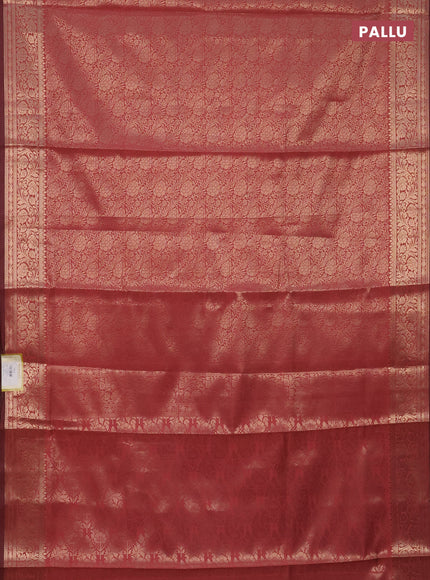 Semi soft silk saree peach pink with allover zari woven brocade weaves swetha mam taken 9 -Without blouse