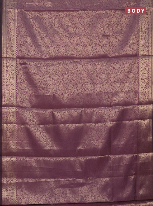 Semi soft silk saree mild purple with allover zari woven brocade weaves -Without blouse