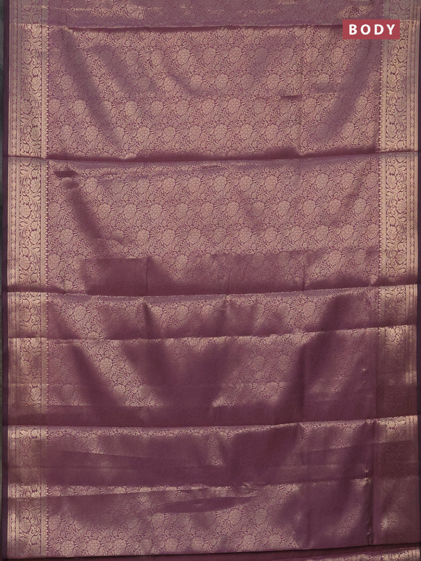 Semi soft silk saree mild purple with allover zari woven brocade weaves -Without blouse