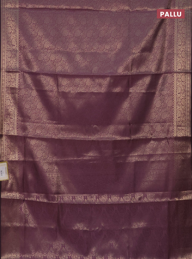 Semi soft silk saree mild purple with allover zari woven brocade weaves -Without blouse
