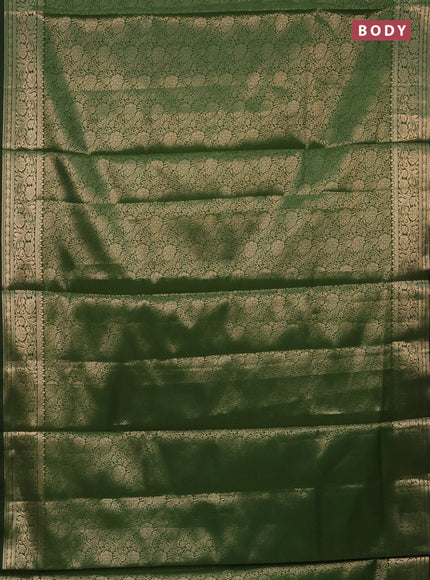 Semi soft silk saree green with allover zari woven brocade weaves -Without blouse