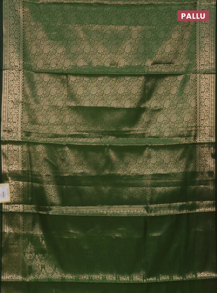 Semi soft silk saree green with allover zari woven brocade weaves -Without blouse