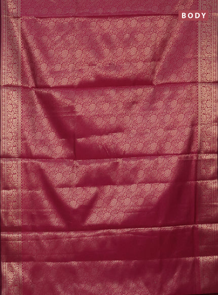 Semi soft silk saree pink with allover zari woven brocade weaves -Without blouse
