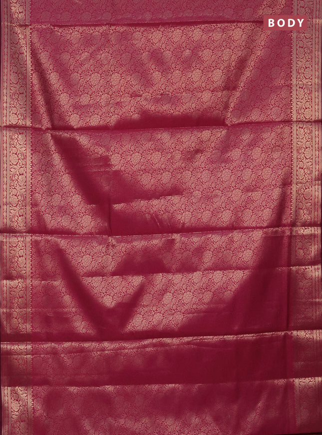 Semi soft silk saree pink with allover zari woven brocade weaves -Without blouse