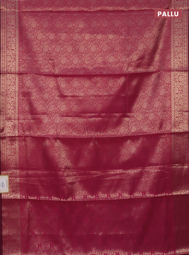 Semi soft silk saree pink with allover zari woven brocade weaves -Without blouse