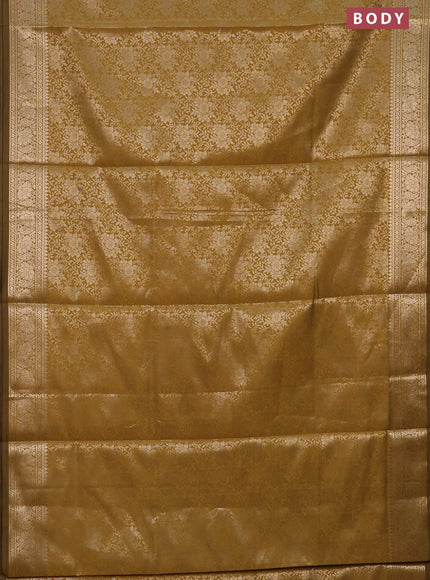 Semi soft silk saree mustard yellow with allover zari woven brocade weaves -Without blouse