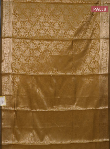 Semi soft silk saree mustard yellow with allover zari woven brocade weaves -Without blouse