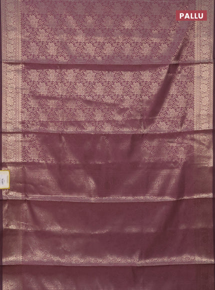 Semi soft silk saree mild purple with allover zari woven brocade weaves -Without blouse