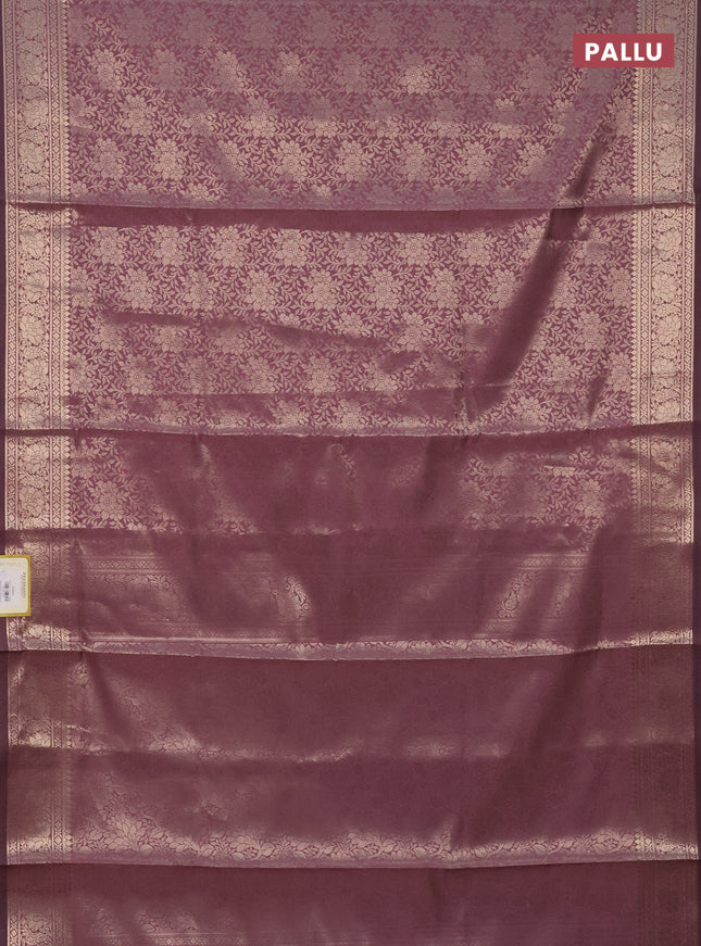 Semi soft silk saree mild purple with allover zari woven brocade weaves -Without blouse