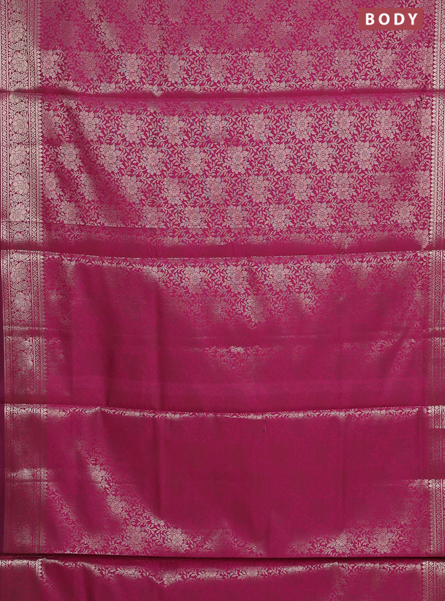 Semi soft silk saree pink with allover zari woven brocade weaves -Without blouse