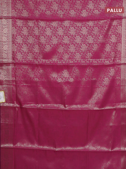 Semi soft silk saree pink with allover zari woven brocade weaves -Without blouse
