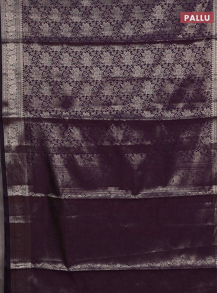 Semi soft silk saree deep purple with allover zari woven brocade weaves -Without blouse