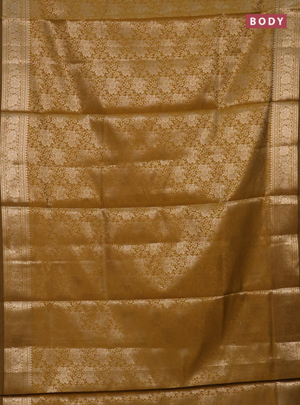 Semi soft silk saree mustard yellow with allover zari woven brocade weaves -Without blouse