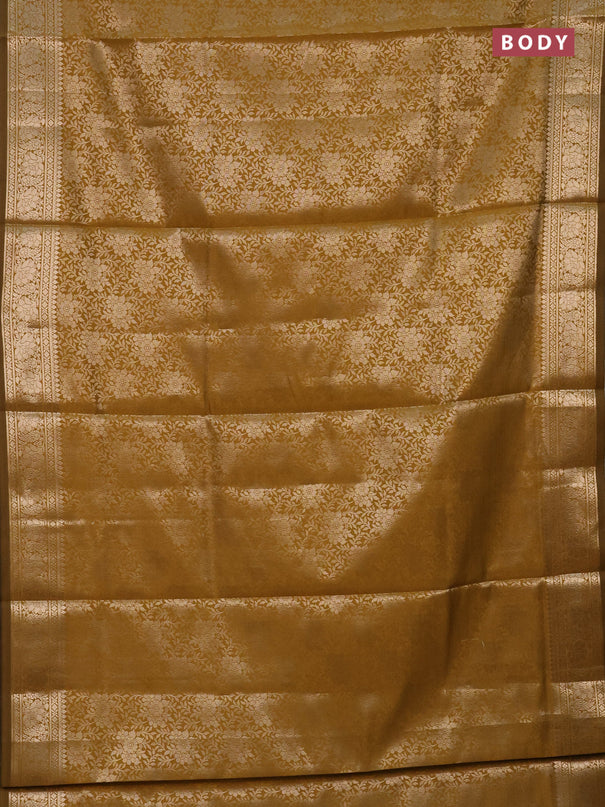 Semi soft silk saree mustard yellow with allover zari woven brocade weaves -Without blouse