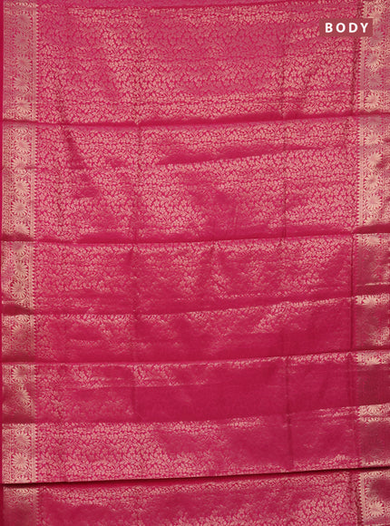 Semi soft silk saree pink with allover zari woven brocade weaves -Without blouse