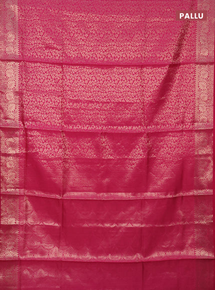 Semi soft silk saree pink with allover zari woven brocade weaves -Without blouse