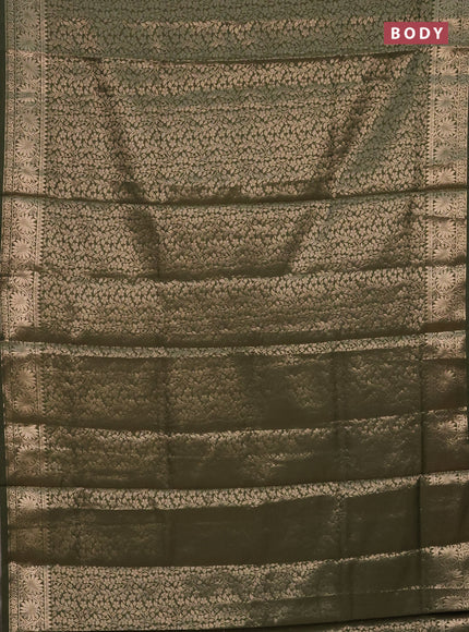 Semi soft silk saree sap green with allover zari woven brocade weaves -Without blouse