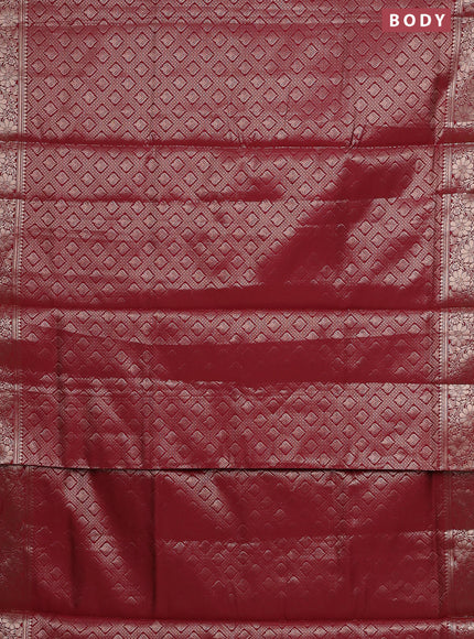 Semi soft silk saree maroon with allover zari woven brocade weaves -Without blouse
