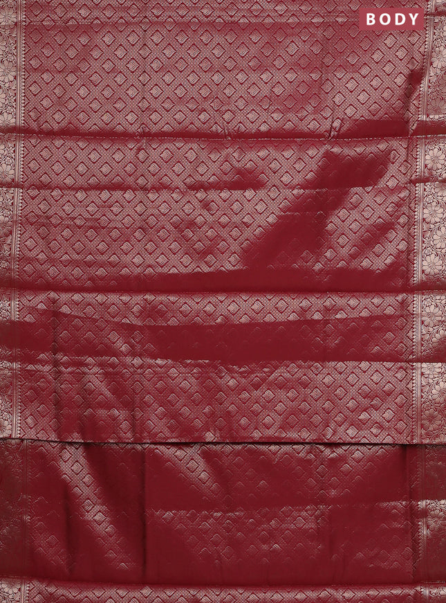 Semi soft silk saree maroon with allover zari woven brocade weaves -Without blouse