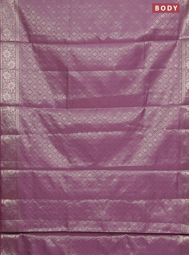 Semi soft silk saree mild purple with allover zari woven brocade weaves -Without blouse