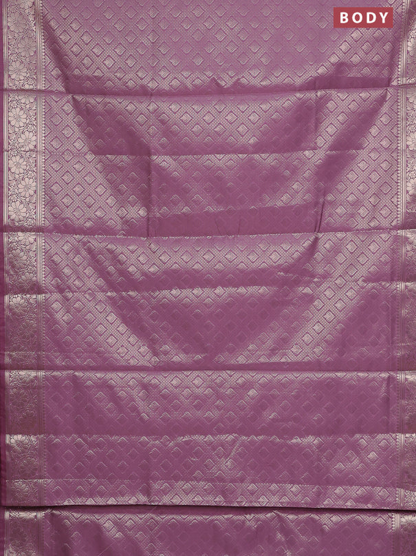 Semi soft silk saree mild purple with allover zari woven brocade weaves -Without blouse
