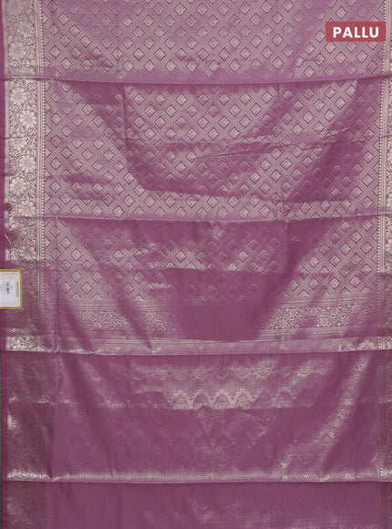 Semi soft silk saree mild purple with allover zari woven brocade weaves -Without blouse