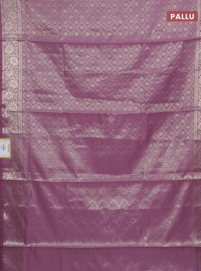 Semi soft silk saree mild purple with allover zari woven brocade weaves -Without blouse