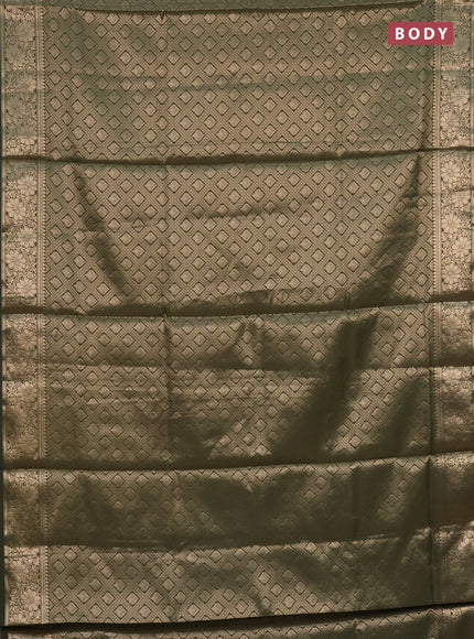 Semi soft silk saree sap green with allover zari woven brocade weaves -Without blouse