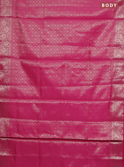 Semi soft silk saree pink with allover zari woven brocade weaves -Without blouse