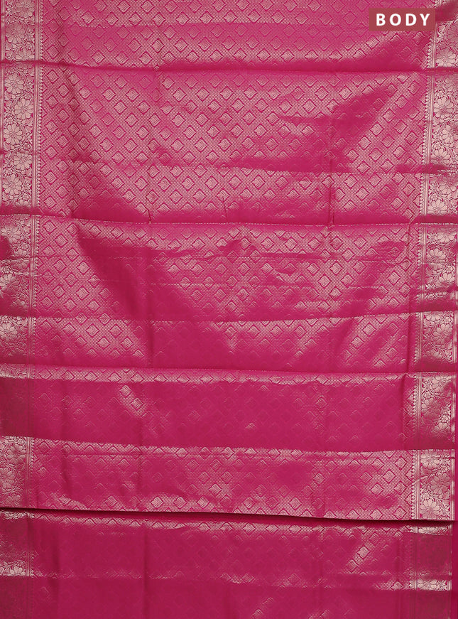 Semi soft silk saree pink with allover zari woven brocade weaves -Without blouse