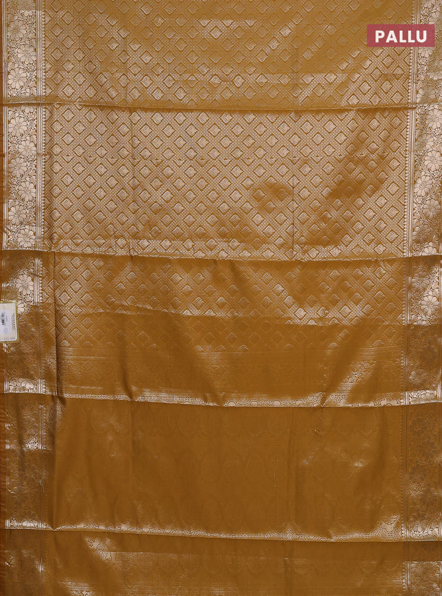 Semi soft silk saree mustard yellow with allover zari woven brocade weaves -Without blouse