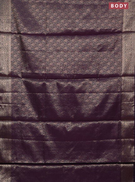 Semi soft silk saree deep purple with allover zari woven brocade weaves -Without blouse