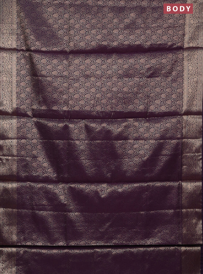 Semi soft silk saree deep purple with allover zari woven brocade weaves -Without blouse