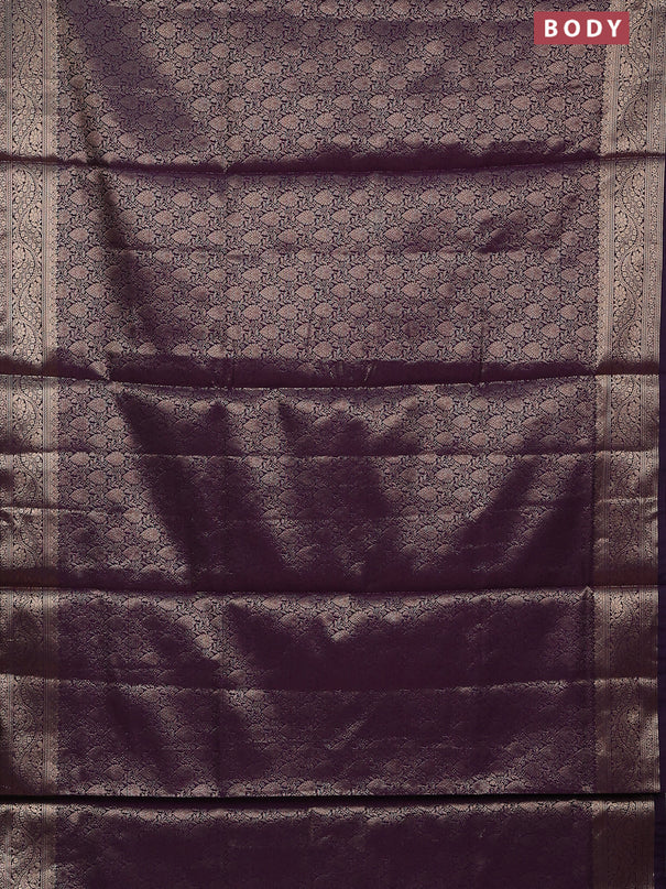 Semi soft silk saree deep purple with allover zari woven brocade weaves -Without blouse