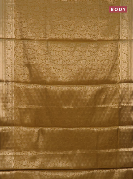 Semi soft silk saree mustard yellow with allover zari woven brocade weaves -Without blouse