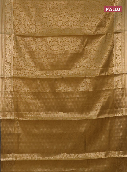 Semi soft silk saree mustard yellow with allover zari woven brocade weaves -Without blouse