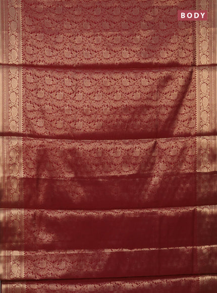 Semi soft silk saree maroon with allover zari woven brocade weaves -Without blouse