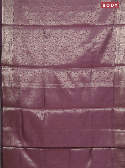 Semi soft silk saree mild purple with allover zari woven brocade weaves -Without blouse