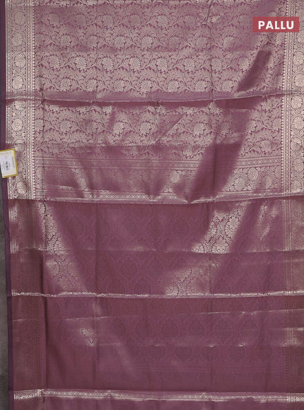 Semi soft silk saree mild purple with allover zari woven brocade weaves -Without blouse