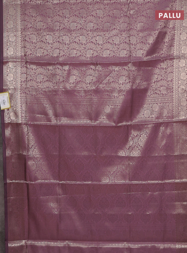 Semi soft silk saree mild purple with allover zari woven brocade weaves -Without blouse