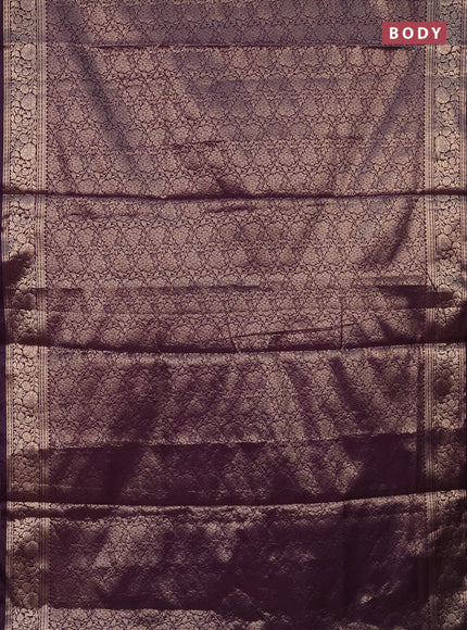 Semi soft silk saree deep purple with allover zari woven brocade weaves -Without blouse