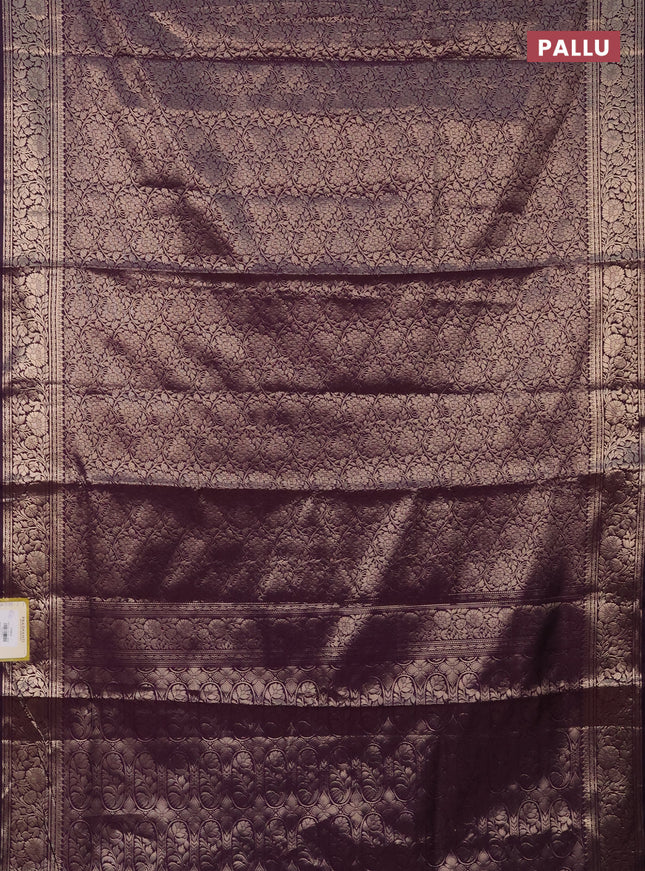 Semi soft silk saree deep purple with allover zari woven brocade weaves -Without blouse