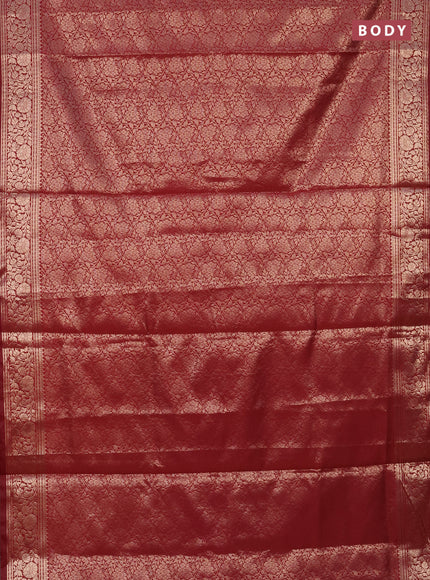 Semi soft silk saree maroon with allover zari woven brocade weaves -Without blouse