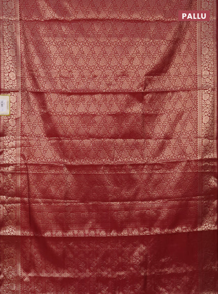 Semi soft silk saree maroon with allover zari woven brocade weaves -Without blouse