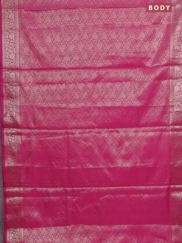 Semi soft silk saree pink with allover zari woven brocade weaves -Without blouse